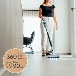 Hoogo S6- 2 In 1 Hand- & Stielsauger, Beutellos, 400W, 45min., 2 Wechselbare Akkus -Haushalt Geschäft Hoogo S6 5