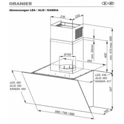 Oranier Lea 90 S - Kopffrei-Wandhaube, 90 Cm -Haushalt Geschäft Lea alis m 2