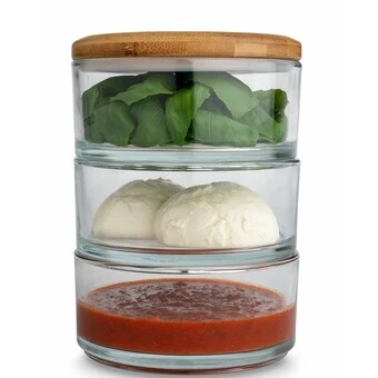 Ooni Stapelgefäß-Set - Glas Mit Bambusdeckel, Spülmaschinenfest 2 Ooni Stapelgefäß-Set - Glas Mit Bambusdeckel, Spülmaschinenfest - Image 2