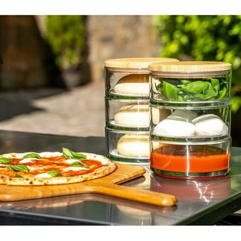 Ooni Stapelgefäß-Set - Glas Mit Bambusdeckel, Spülmaschinenfest 3 Ooni Stapelgefäß-Set - Glas Mit Bambusdeckel, Spülmaschinenfest - Image 3