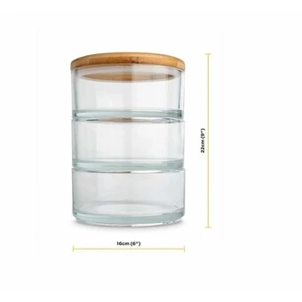 Ooni Stapelgefäß-Set - Glas Mit Bambusdeckel, Spülmaschinenfest 4 Ooni Stapelgefäß-Set - Glas Mit Bambusdeckel, Spülmaschinenfest - Image 4