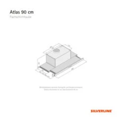 Silverline Atlas ATF 920 E - Flachschirmhaube - Edelstahl, 90 Cm -Haushalt Geschäft SilverlineAtlasATF920E Skizze