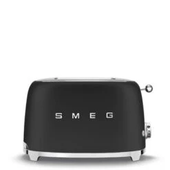 Smeg TSF01BLMEU - 50‘s Retro Style, 2-Schlitz-Toaster, Kompakt, Schwarz, Matt