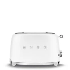 Smeg TSF01WHMEU - 50‘s Retro Style, 2-Schlitz-Toaster, Kompakt, Weiß, Matt
